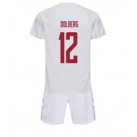 Camisa de time de futebol Dinamarca Kasper Dolberg #12 Replicas 2º Equipamento Infantil Mundo 2022 Manga Curta (+ Calças curtas)